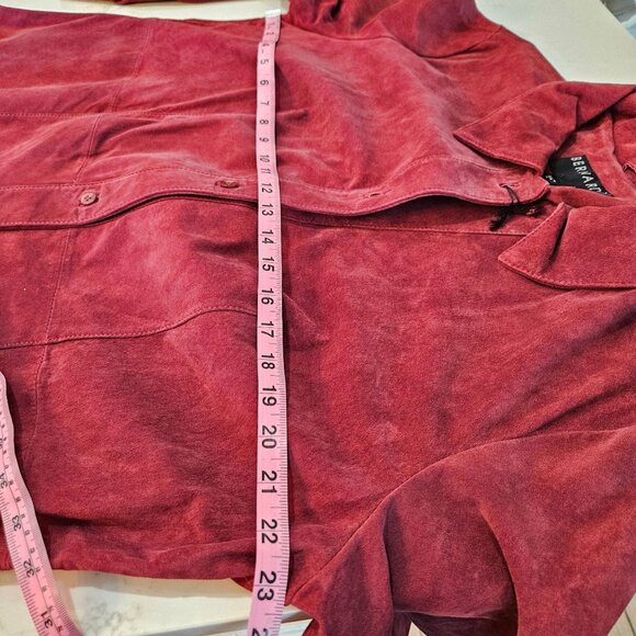 Bernardo Nordstrom Suede Washable Leather Jacket Size 1X Burgundy NWT Flaw - Picture 7 of 12